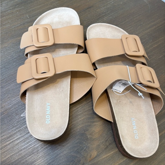 Old Navy Tan Slide Sandals Size 10 - Picture 1 of 3